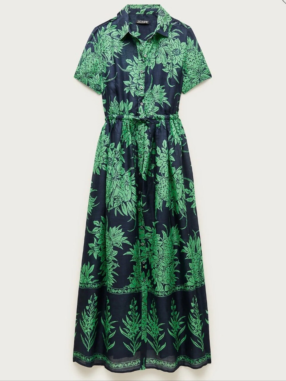 J Crew Cerise shirt-dress in pineapple garden-print ramie Size 22 CY698
